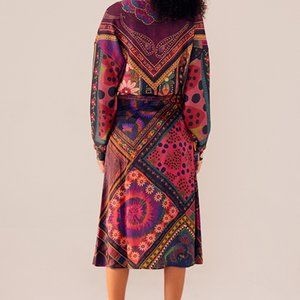 Farm Rio | Mixed Scarves Midi Skirt